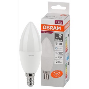Лампа LED E14  10W/865 220V свеча матовая 800Lm OSRAM