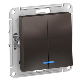 Выключатель 2-кл с подсветкой, ATLASDESIGN, Мокко, ATN000653, SCHNEIDER ELECTRIC