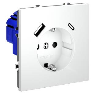 Розетка с з/к + 2xUSB, A + C, S70, Белый матовый, VLS040502, VOLTUM