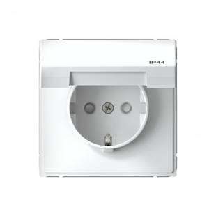 Розетка с з/к со шторками с крышкой, IP44, ARTGALLERY AQUA, Белый, GAL440146, SCHNEIDER ELECTRIC
