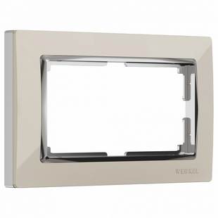 Рамка для двойной розетки, SNABB, слоновая кость / хром, W0081903, WERKEL