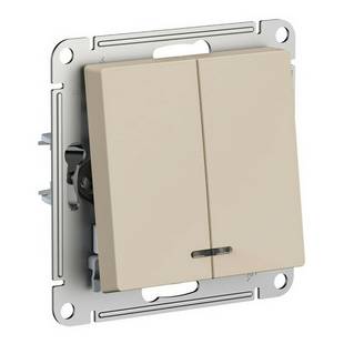 Выключатель 2-кл с подсветкой, ATLASDESIGN, Песочный, ATN001253, SCHNEIDER ELECTRIC