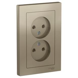 Розетка без з/к двойная, в сборе, ATLASDESIGN, Шампань, ATN000520, SCHNEIDER ELECTRIC