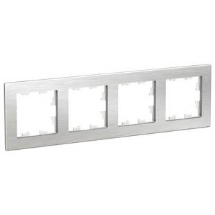 Рамка 4-пост, ATLASDESIGN NATURE, Металл серебро, ATN312104, SCHNEIDER ELECTRIC