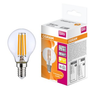 Лампа LED E14  6W/827 220V шар филамент 806Lm OSRAM