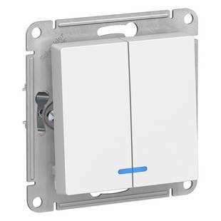 Выключатель 2-кл с подсветкой, ATLASDESIGN, Белый, ATN000153, SCHNEIDER ELECTRIC