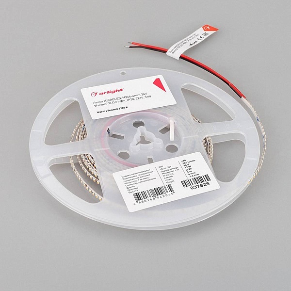 Лента LED MICROLED-M266 12 W/m 24V IP20 2216/266 2700K 4mm (5м) 37825 ARLIGHT