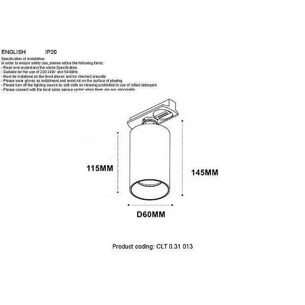 Трековый светильник CRYSTAL LUX CLT 0.31 013 BL-BL