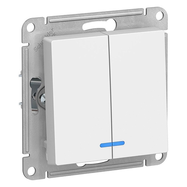 Выключатель 2-кл с подсветкой, ATLASDESIGN, Белый, ATN000153, SCHNEIDER ELECTRIC