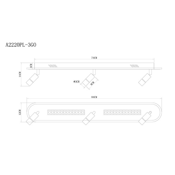 Спот ARTE LAMP PISCES A2220PL-3GO