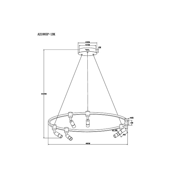 Подвес ARTE LAMP RING A2186SP-1BK
