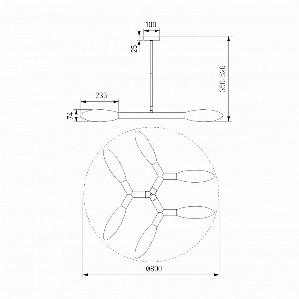 Люстра потолочная EUROSVET COVALENT 30180/6 черный