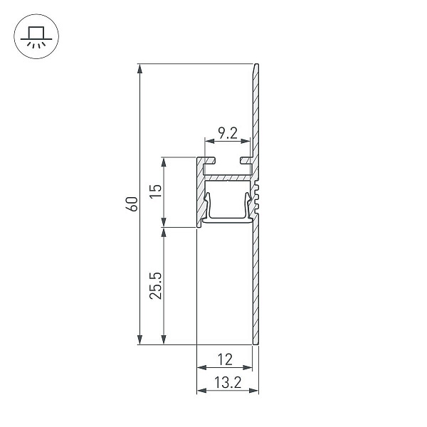 Профиль для ленты LED накладной ARH-PLINTUS 60x13,2мм без рассеивателя (2м) 34983 ARLIGHT