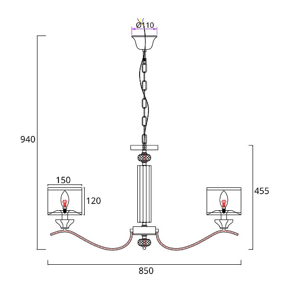 Люстра подвесная ARTE LAMP ALHENA A4091LM-8CC
