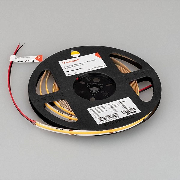 Лента LED COB-X480 8 W/m 24V IP20 COB/480 3000K 8mm (5м) 39059 ARLIGHT