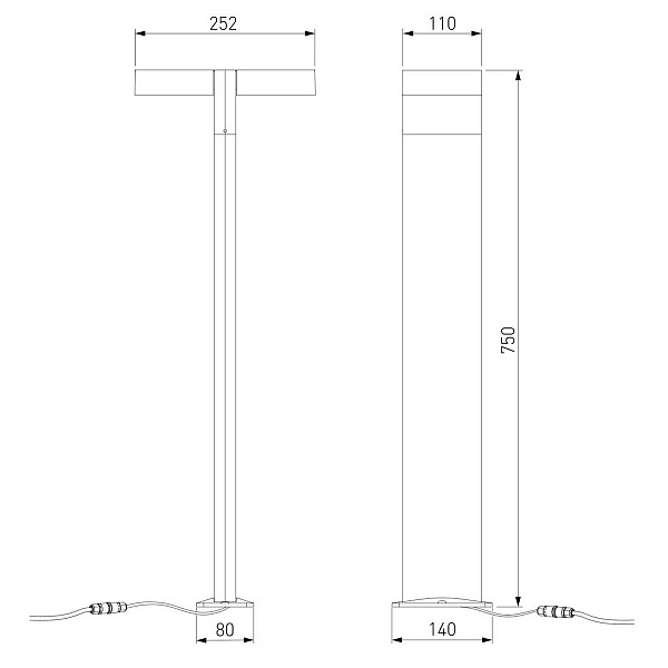 Светильник уличный столб низкий ELEKTROSTANDARD TWIN 35170/F черный a064383