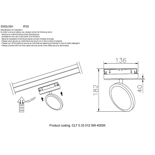 Трековый светильник CRYSTAL LUX CLT 0.33 012 9W BL 4000K