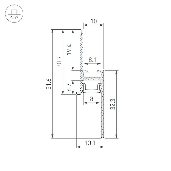 Профиль для ленты LED накладной FANTOM-BENT 13x52мм  (2м) 043674(1) ARLIGHT