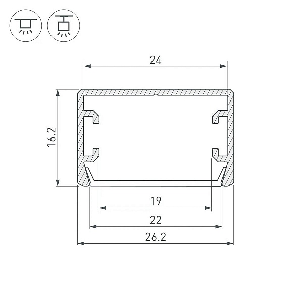 Профиль для ленты LED накладной PLS-LOCK 16,2x26,2мм без рассеивателя (3м) 44807 ARLIGHT