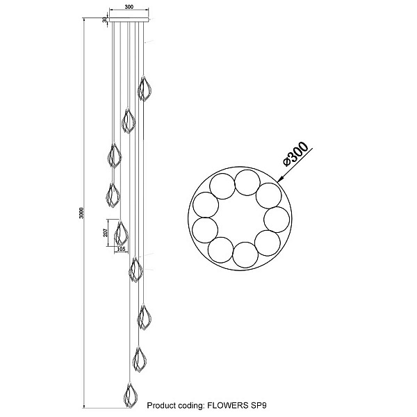 Подвес CRYSTAL LUX FLOWERS SP9