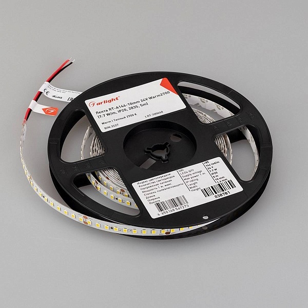 Лента LED RT-A144 7,7 W/m 24V IP20 2835/144 2700K 10mm (5м) 38781 ARLIGHT