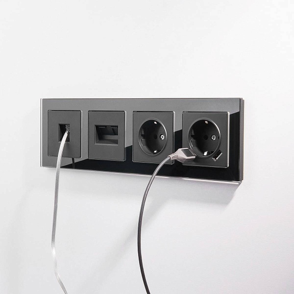 Розетка  RJ45, черный матовый, W1182008, WERKEL