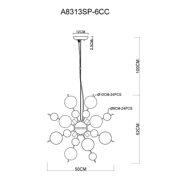 Люстра подвесная ARTE LAMP MOLECULE A8313SP-6CC