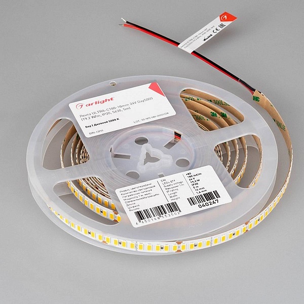 Лента LED ULTRA-C180 19,2 W/m 24V IP20 5630/180 5000K 10mm (5м) 40247 ARLIGHT