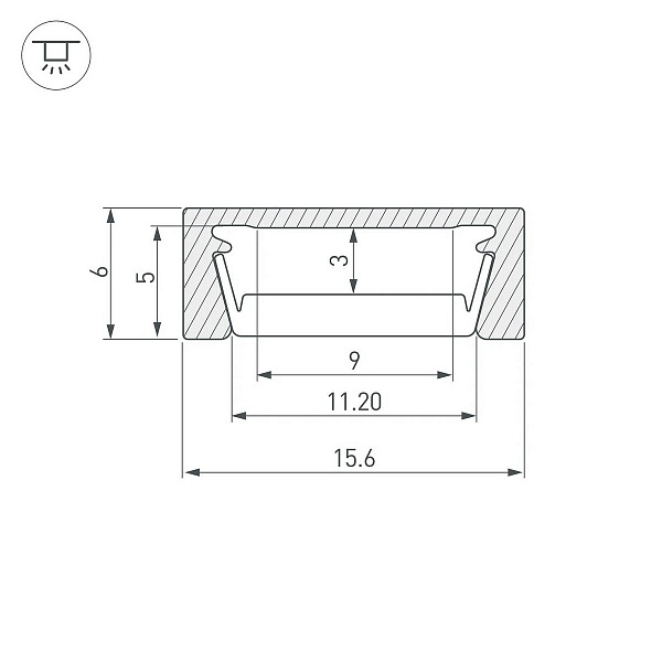 Профиль для ленты LED накладной MIC 6x15,6мм без рассеивателя (2м) 44541 ARLIGHT