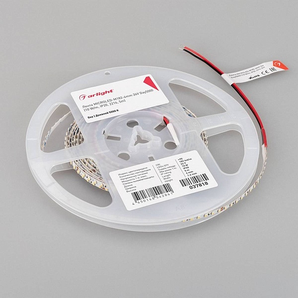 Лента LED MICROLED-M182 10 W/m 24V IP20 2216/182 5000K 4mm (5м) 37818 ARLIGHT