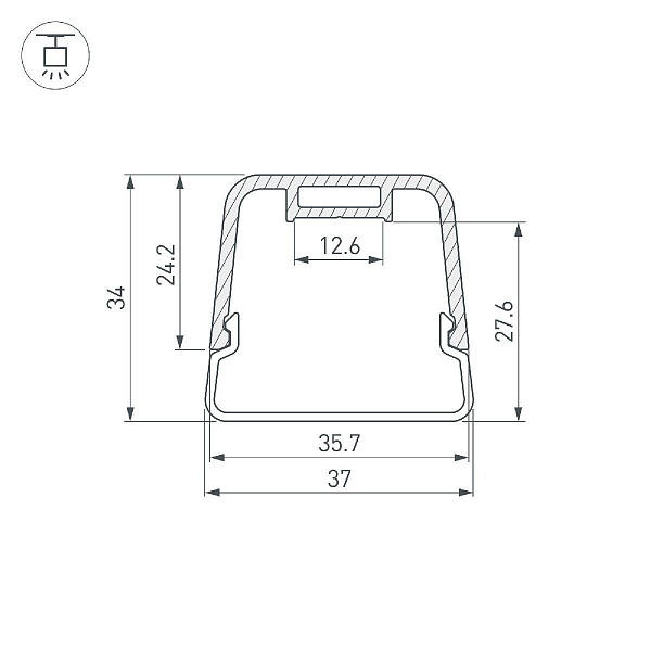 Профиль для ленты LED накладной LINE-D 37x34мм  (2м) 55072 ARLIGHT