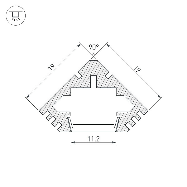 Профиль для ленты LED угловой PDS45 x19мм без рассеивателя (3м) 18961 ARLIGHT