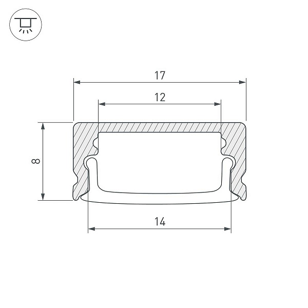 Профиль для ленты LED накладной ARH-LINE 8x17мм без рассеивателя (2м) 40298 ARLIGHT
