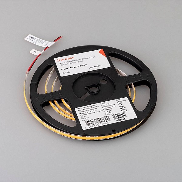 Лента LED COB-X400 9 W/m 12V IP20 COB/400 2700K 8mm (2,5м) 39046 ARLIGHT