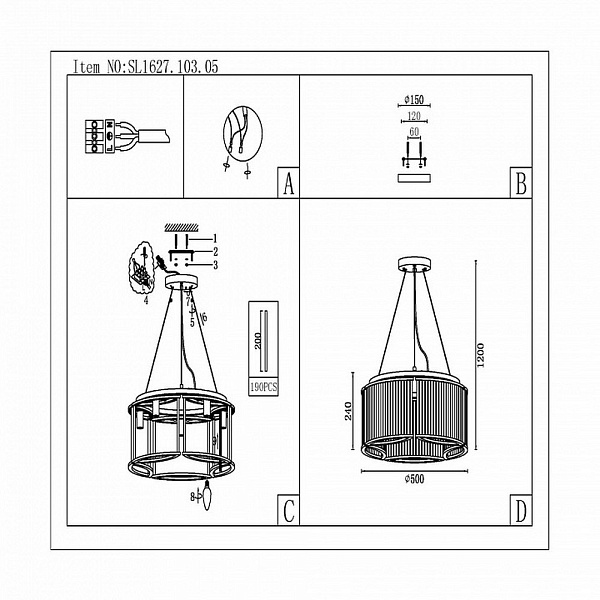 Люстра подвесная ST LUCE VELLETRI SL1627.103.05