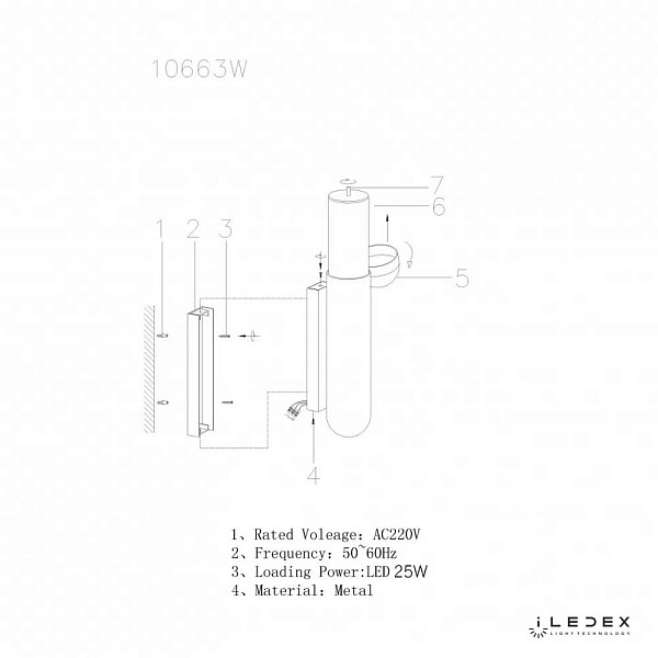 Бра ILEDEX SONOS 10663W-25W-3000K BR