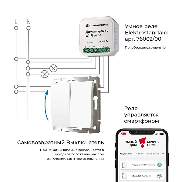 Выключатель 2-кл, белый, W1122401, WERKEL