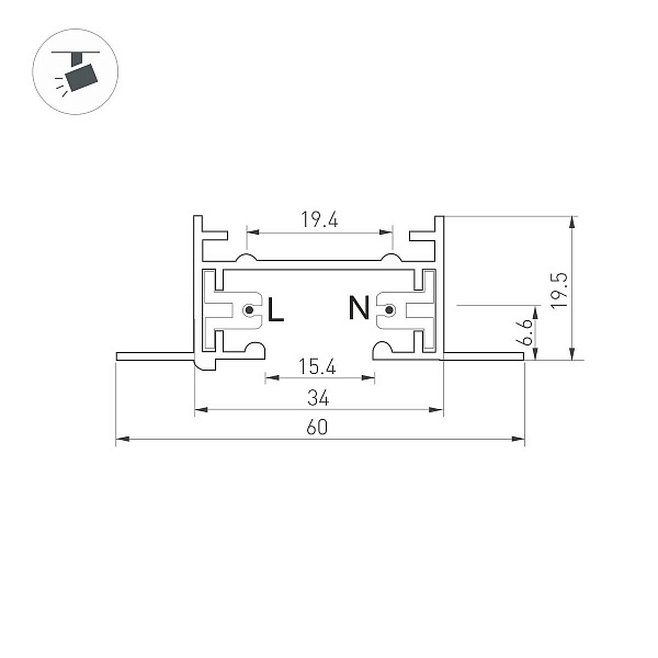 Шинопровод 1-фазный ARLIGHT LGD-2TR 38670