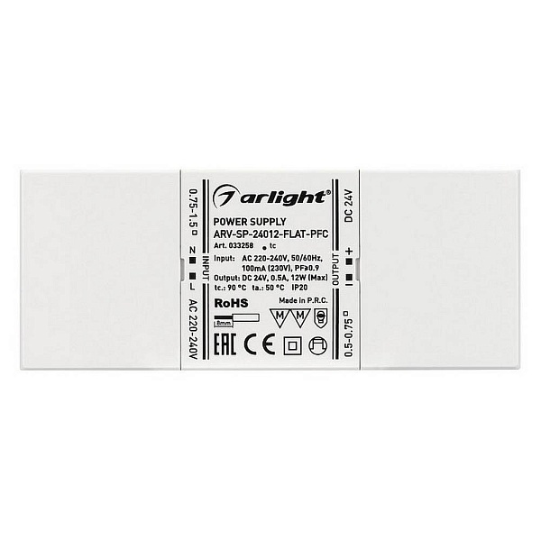 Блок питания ARLIGHT ARV-SP-FLAT 24V 12W IP20 33258
