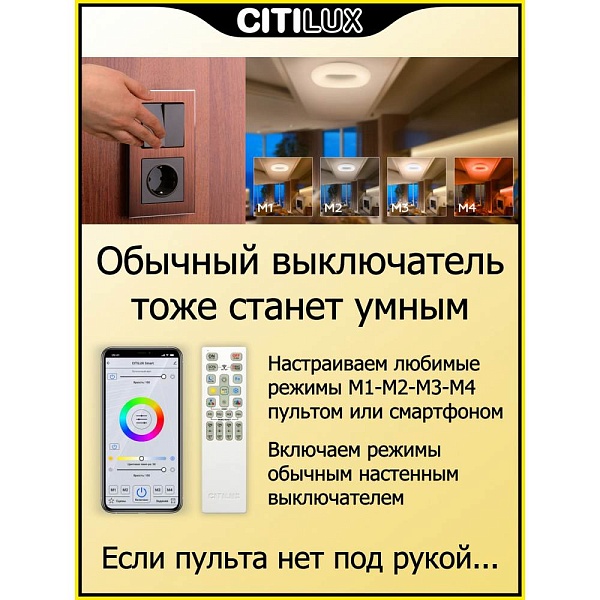 Светильник потолочный CITILUX СТРАТУС СМАРТ CL732A800G