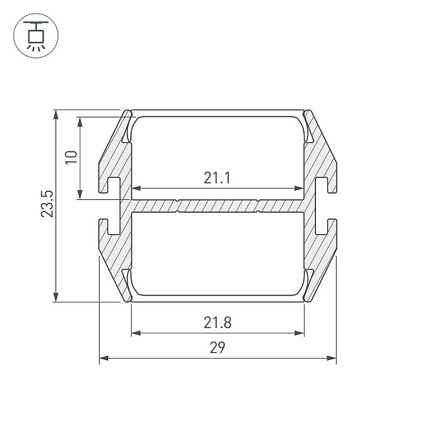 Профиль для ленты LED подвесной PLS-LOCK 14,5x26,2мм без рассеивателя (2м) 32864 ARLIGHT