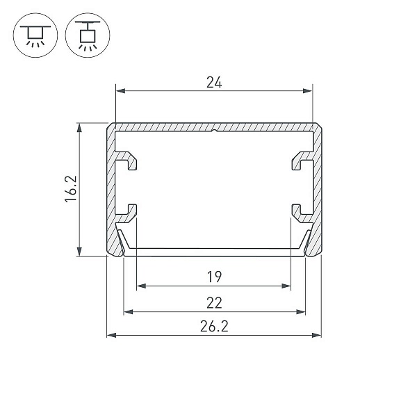 Профиль для ленты LED накладной PLS-LOCK 16,2x26,2мм без рассеивателя (2м) 33224 ARLIGHT