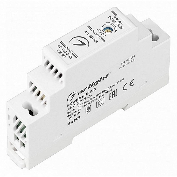 Блок питания ARLIGHT ARV-DR 24V 15W IP20 31084