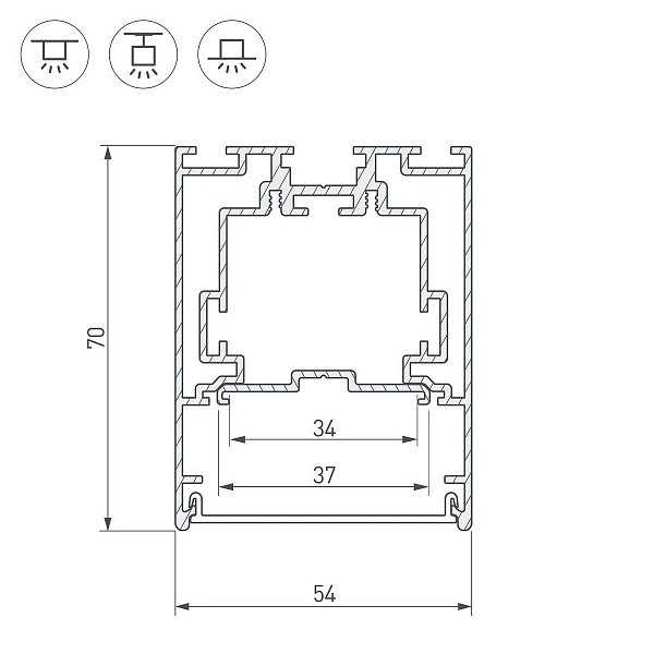 Профиль для ленты LED накладной S2-LINE 70x54мм  (2,5м) 29440 ARLIGHT