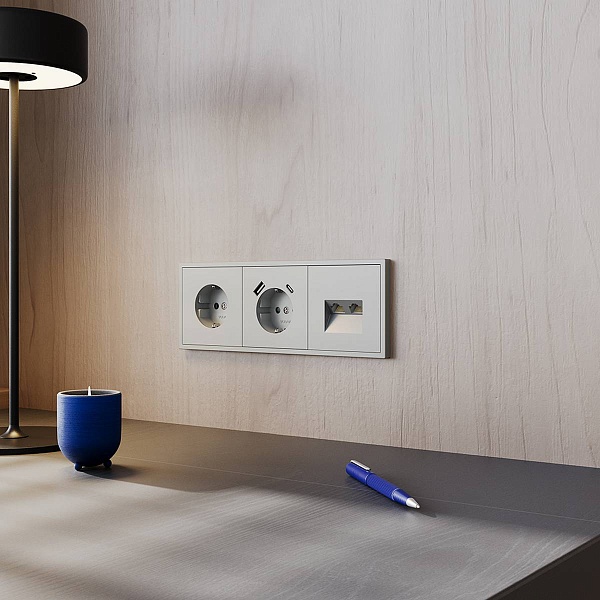 Розетка с з/к + 2xUSB, A + C, S70, Сталь, VLS040505, VOLTUM