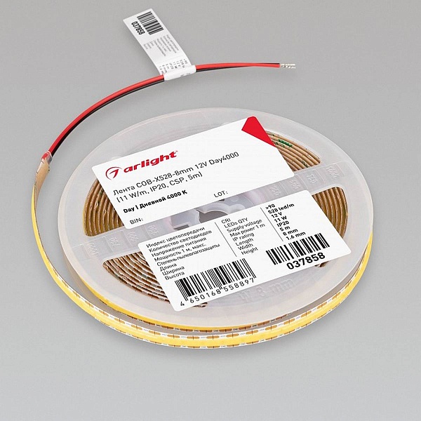 Лента LED COB-X528 11 W/m 12V IP20 COB/528 4000K 8mm (5м) 37858 ARLIGHT