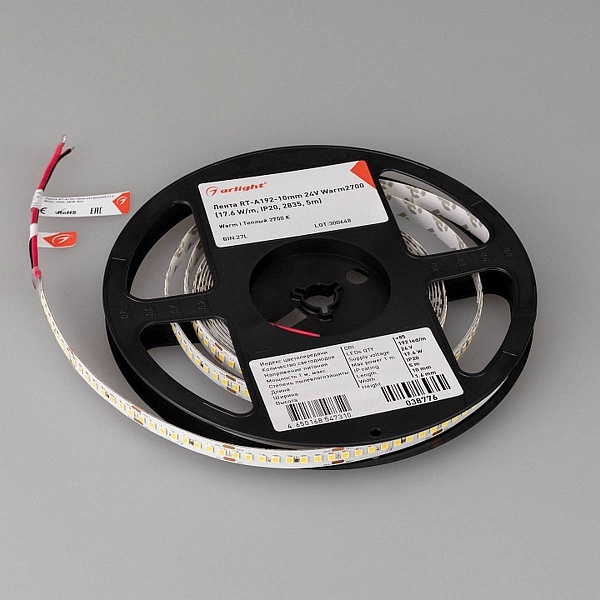 Лента LED RT-A192 17,6 W/m 24V IP20 2835/192 2700K 10mm (5м) 38776 ARLIGHT