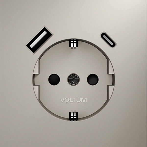 Розетка с з/к + 2xUSB, A + C, S70, Кашемир, VLS040503, VOLTUM