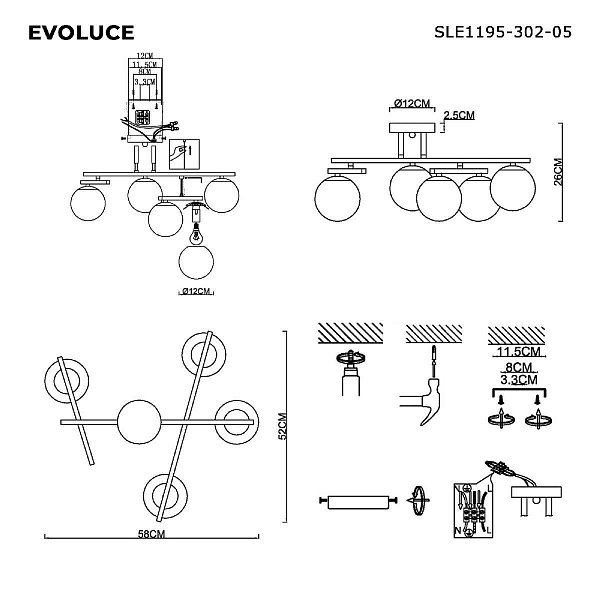 Люстра потолочная EVOLUCE SIERRA SLE1195-302-05