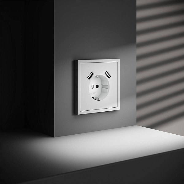 Розетка с з/к + 2xUSB, A + A, S70, Белый матовый, VLS040402, VOLTUM
